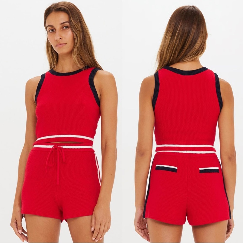 The Upside Mahalia Top & Monaco Aurora Short Set in Scarlett & Navy